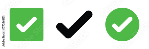 Green check mark icon. Check mark vector icon. Checkmark Illustration. Vector symbols set ,green checkmark isolated on white background. Correct vote choose isolated symbol.