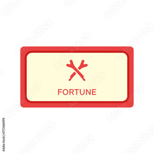 Clean Rectangular Fortune Card with Stylized Wishbone Icon