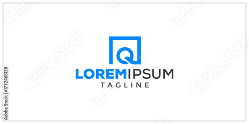 Q Monogram Square Logo Design Inspiration