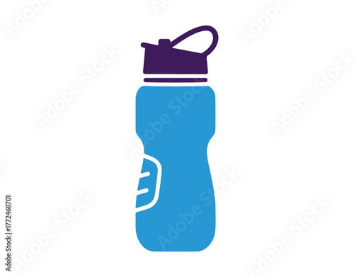 Icon of a sports water bottle. Colored silhouette. Vertical perspective. Vector flat graphic illustration. The object is isolated against a white background. Isolate.1
