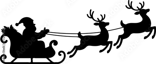Santa Claus with sleigh and reindeer Vector Art