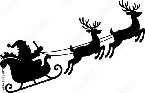 Santa Claus with sleigh and reindeer Vector Art