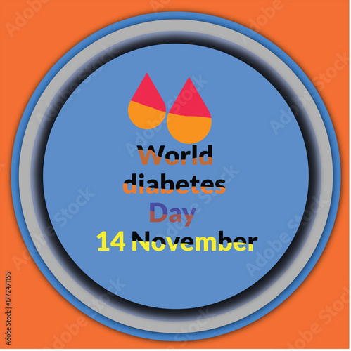 World diabetes day awareness graphic with medical symbols and informational elements