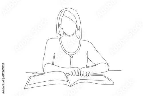 World braille day concept one-line drawing