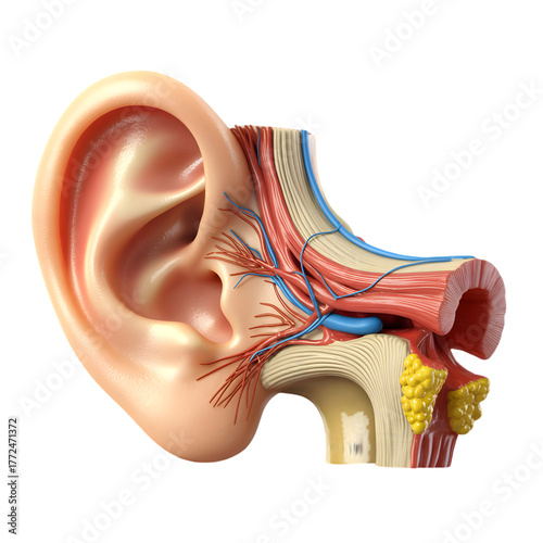 Anatomy of the Human Ear Detailed Cross Section Illustration