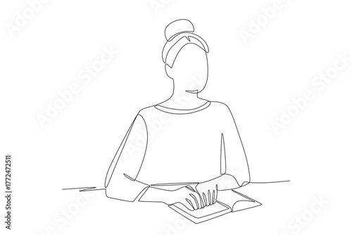 World braille day concept one-line drawing