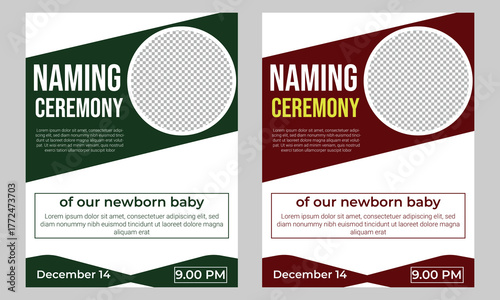 Baby announcement and naming ceremony flyer template  