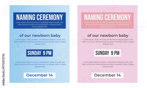 Baby announcement and naming ceremony flyer template  