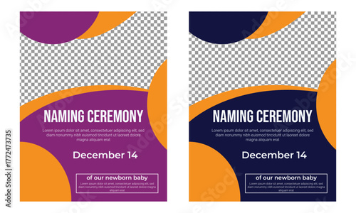 Baby announcement and naming ceremony flyer template  
