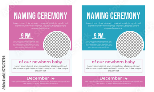 Baby announcement and naming ceremony flyer template  