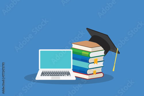 Online learning. Concept of webinar, business online training, education on computer or e-learning concept, video tutorial vector illustration	
