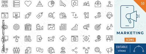 Marketing icon collection set. Editable stroke.

