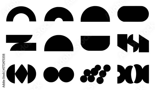 Abstract Geometric Shapes Collection: A Study in Black and White Forms