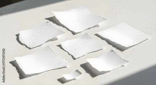 Torn Paper Layout on White Table