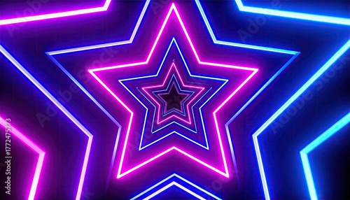 Neon Star Tunnel with Scanline Effect