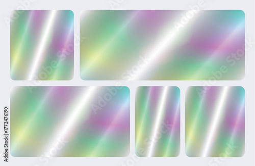 Holographic gradient Ui Grid Template. Soft pastel gradient abstract background with smooth colorful blend ideal for modern web design, social media posts, digital banners, and creative templates.