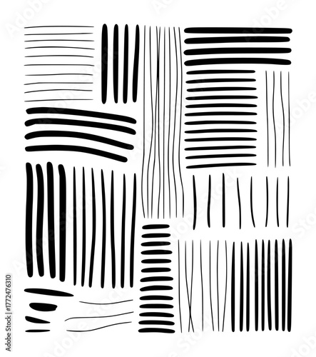 Abstract Black and White Line Art Pattern with Varying Strokes and Spacing