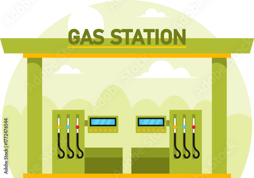 Gas Filling Station Vector Illustration