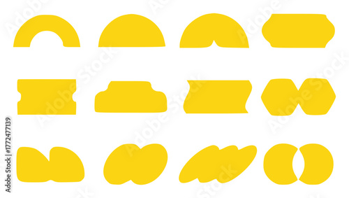 Collection of Abstract Yellow Geometric Shapes on White Background
