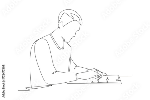 World braille day concept one-line drawing