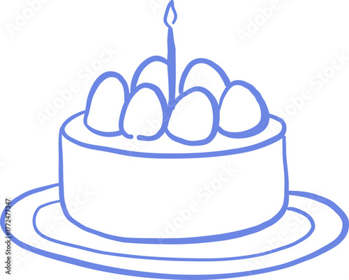 Line Art Birthday Cake With Candles