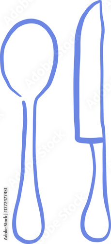 Line Art Spoon And Knife Tableware Icon