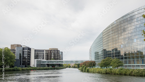 Modern architecture of the European Parliament in Strasbourg