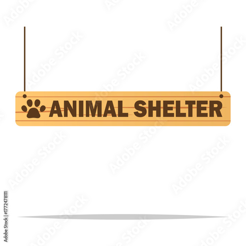 Animal shelter hanging sign vector isolated illustration