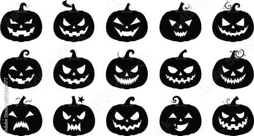 Collection of Halloween silhouette icons and characters.