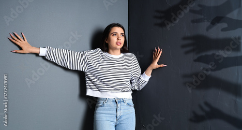 Young woman having panic at...