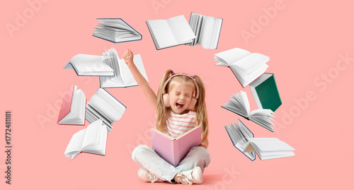 Cute little girl in headpho...