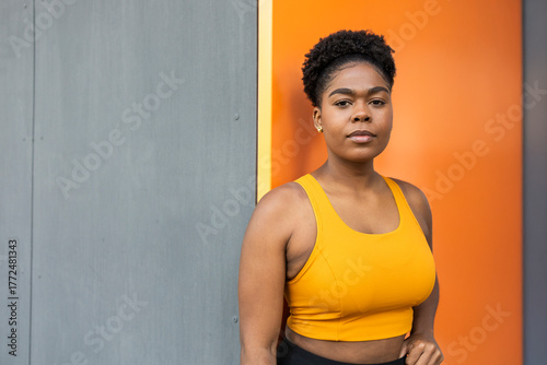 Woman preparing for a run in athletic wear