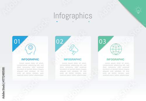 Infographic 3 options design elements for your business data. Vector Illustration.