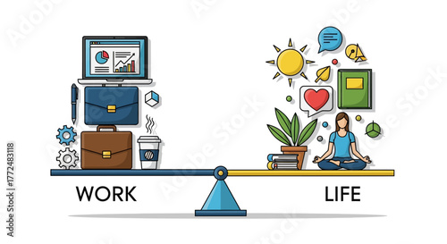 Balancing Professional Demands with Personal Fulfillment A Visual Metaphor for Sustainable Well-being and Harmonious Living