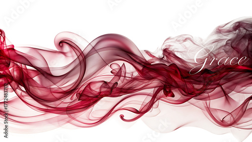 Deep Burgundy and Crimson Smoke, Ethereal wispy trails swirling and flowing, cutout, PNG, isolated on white or transparent background, AI