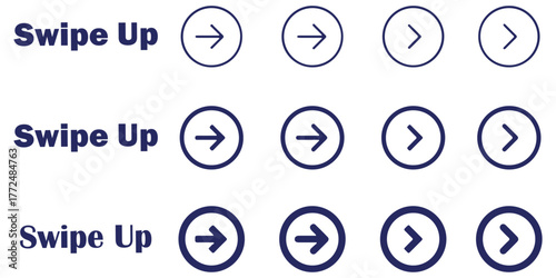 Collection of swipe up icons with gray arrows in various styles on a white background.