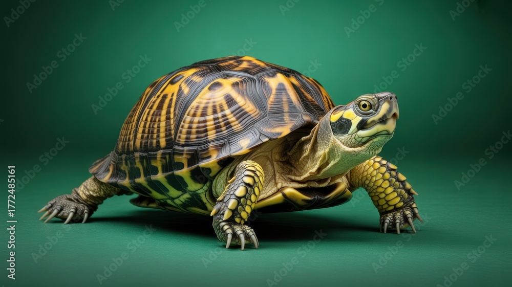 Fototapeta premium Eastern Box Turtle With Yellow And Black Shell tortoise