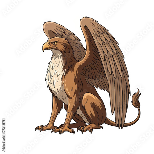 a regal griffin standing proudly in a heroic stance