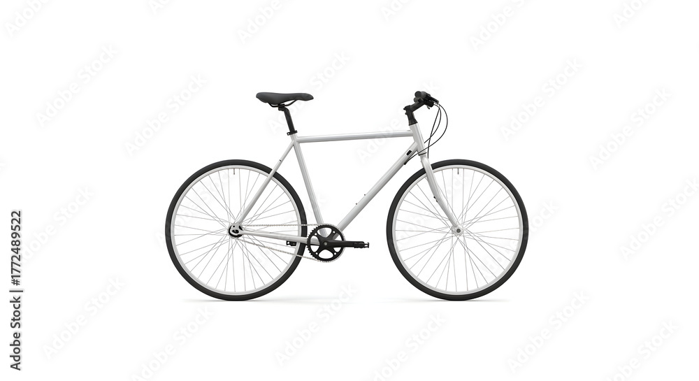 Fototapeta premium Minimalist white bicycle isolated on white background