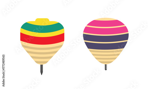 Colorful spinning wooden toy lattu representing traditional childhood play and happiness