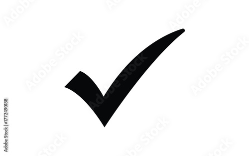 Simple black check mark isolated on white background for correctness