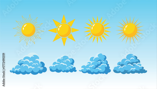 Vibrant Skies A Collection of Sun and Cloud Illustrations