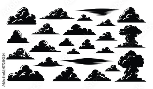 Variety of Cloud Silhouettes Vector Illustration