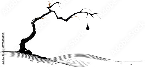 A line icon illustrating thermal stress on coral reefs in a modern style