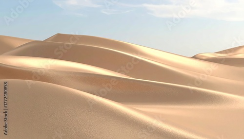 Fototapeta Naklejka Na Ścianę i Meble -  Calm Beige Sand Dunes Landscape Under Bright Sunlight