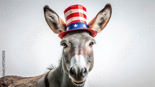 Democratic Donkey in Uncle Sam Hat - Political Symbol Stock Photo