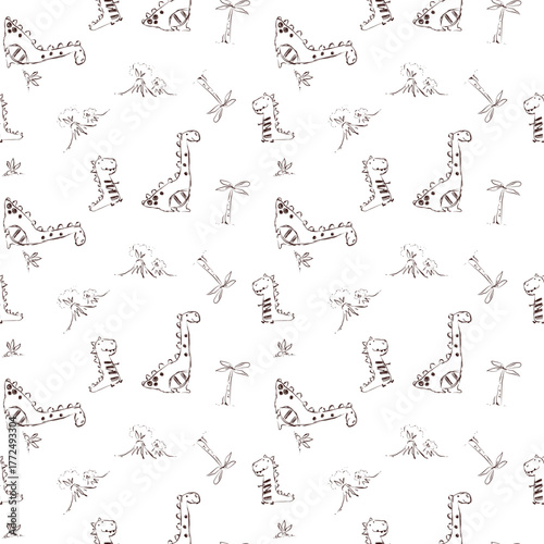 Canvas Print Safari Animals Illustration and Jungle Background