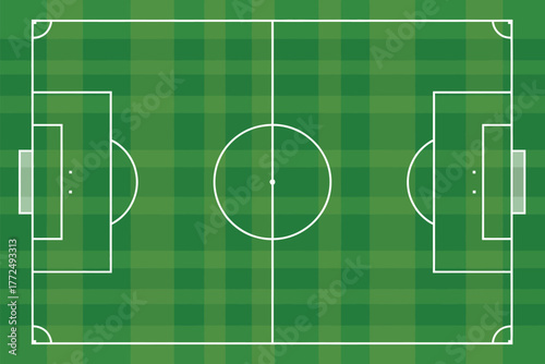 Empty Top-Down View of a Vibrant Green Cartoon Football Soccer Field. 