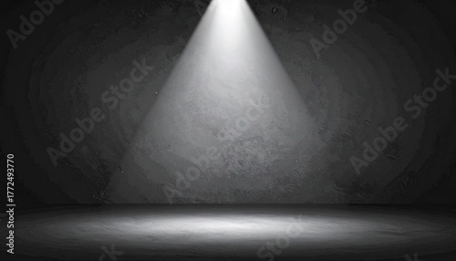 Dramatic Spotlight on a Dark Grey Stage Background