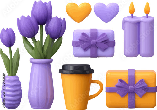 Vibrant and lively decorations for a happy celebration overflowing with flowers, presents, and heartfelt emotions on a sunny afternoon